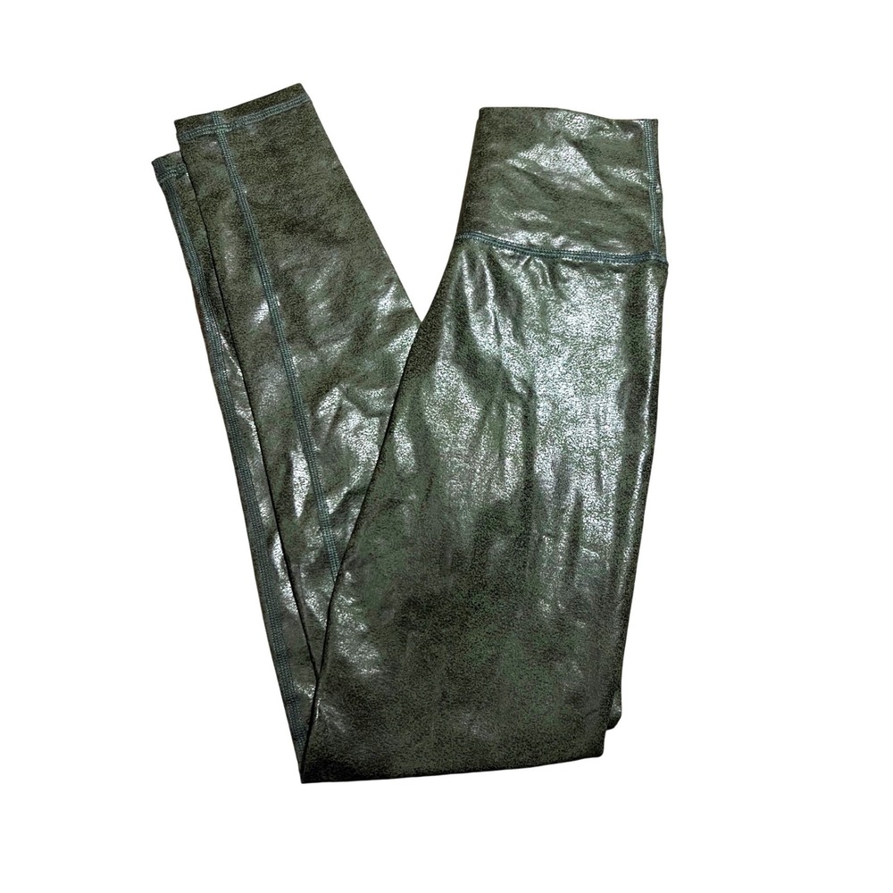 OFFLINE by Aerie Green Crackle Metallic Faux Leather Leggings XS NEW edgy snake